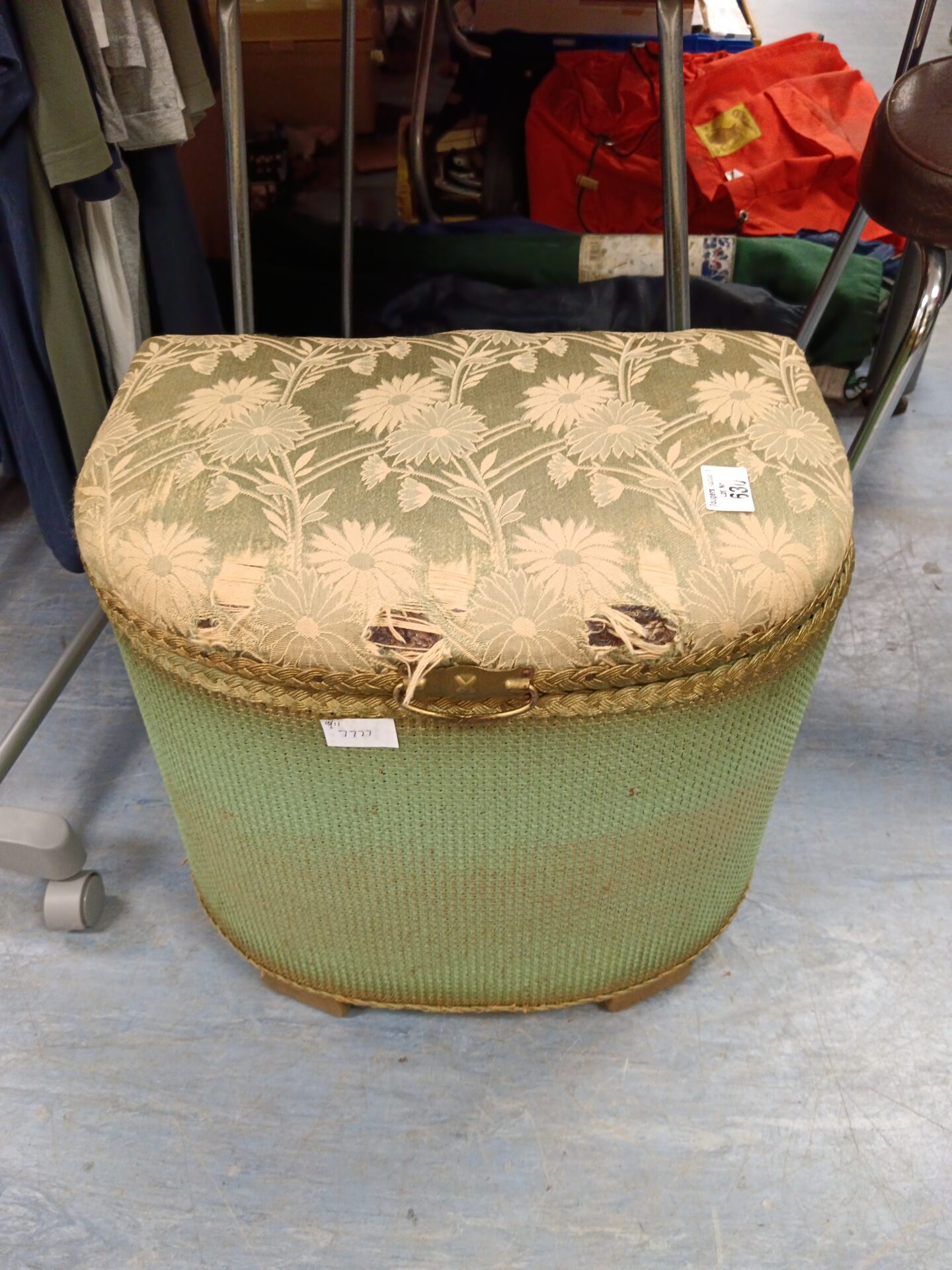 643 Vintage Lloyd loom style ottoman
