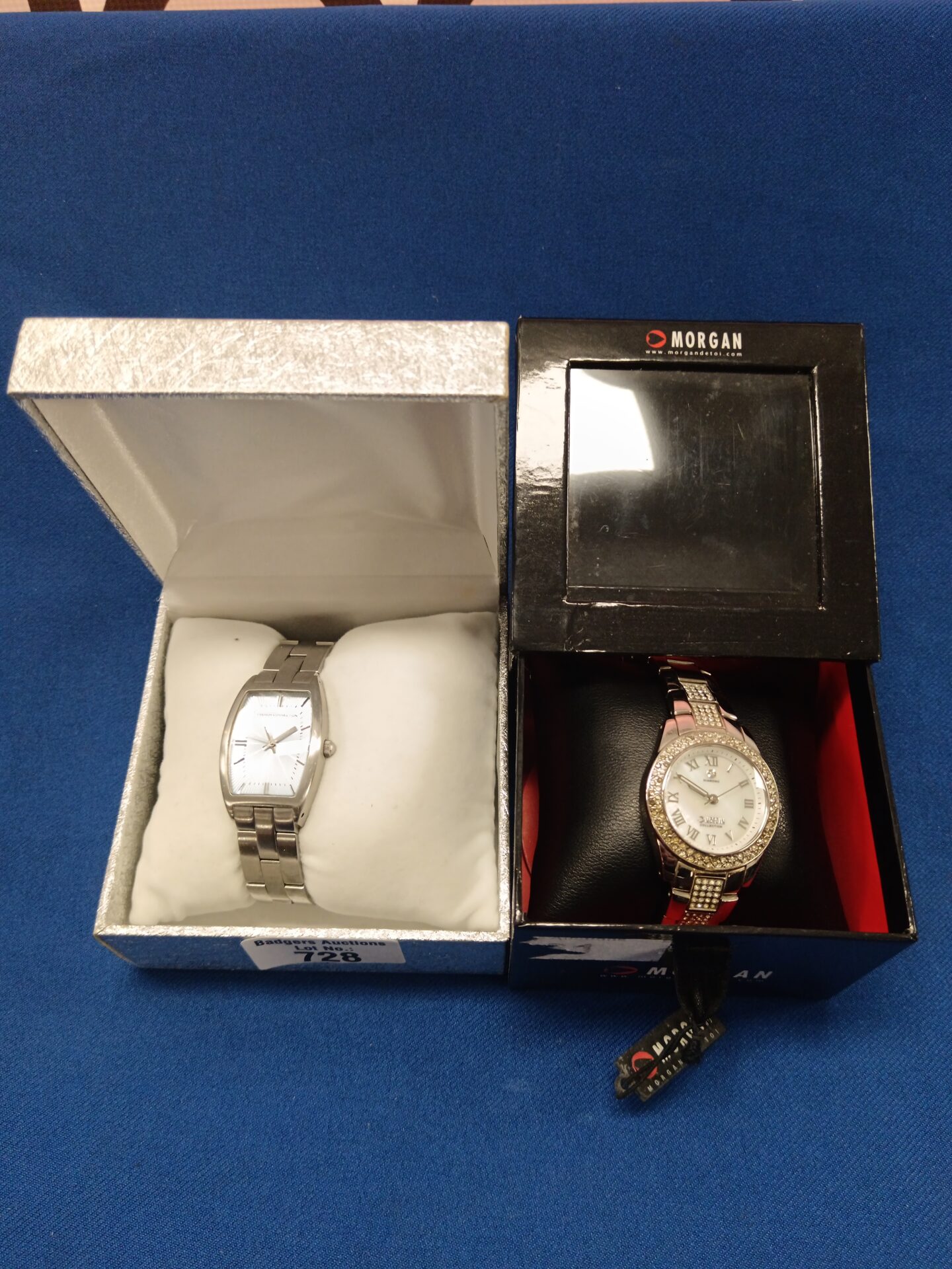 728 Two boxed ladies watches including french connection & morgan