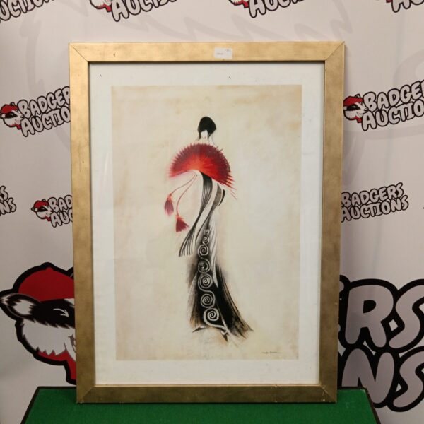 Framed Marilyn Robertson print of an elegant 1930s lady.