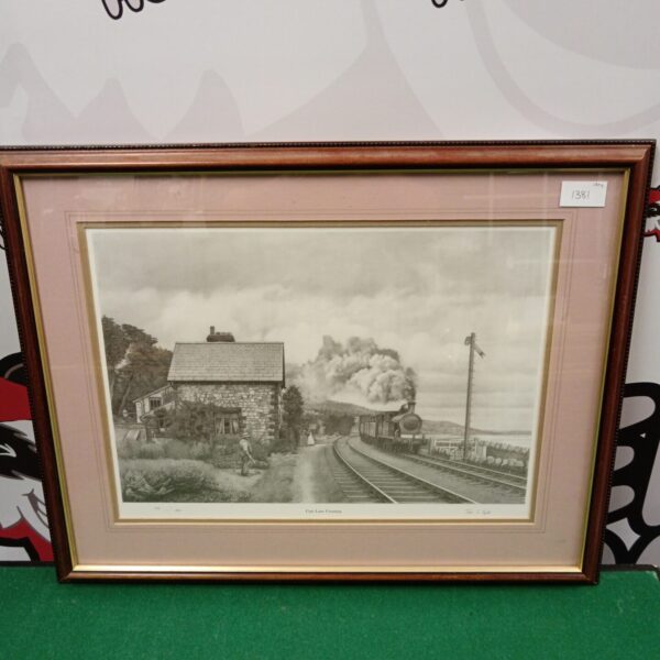 Limited edition "Cart Lane Crossing" print by John S Gibb featuring a steam train.