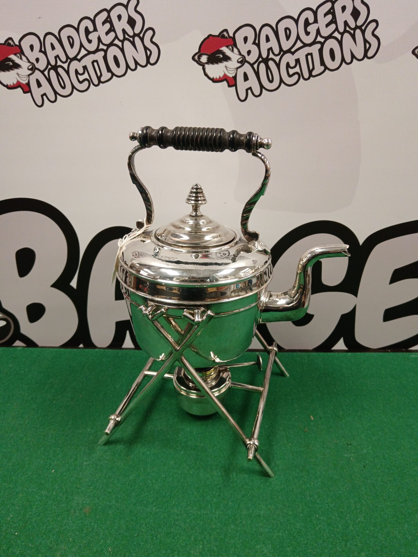 015 Christopher dresser style silver plate spirit kettle