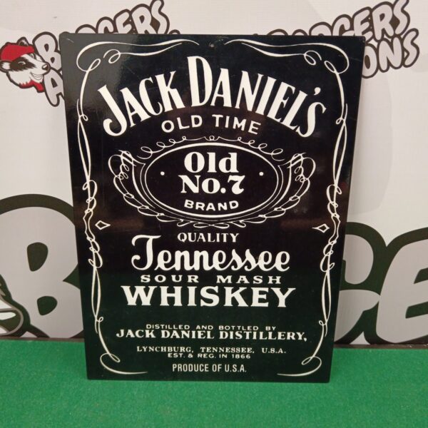 Vintage Jack Daniel's Old No 7 tin sign for collectors.