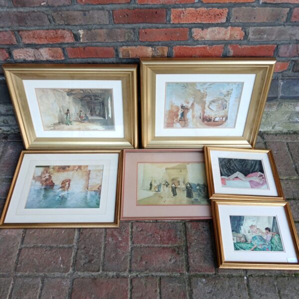 Framed William Russell Flint print depicting a hunting scene.
