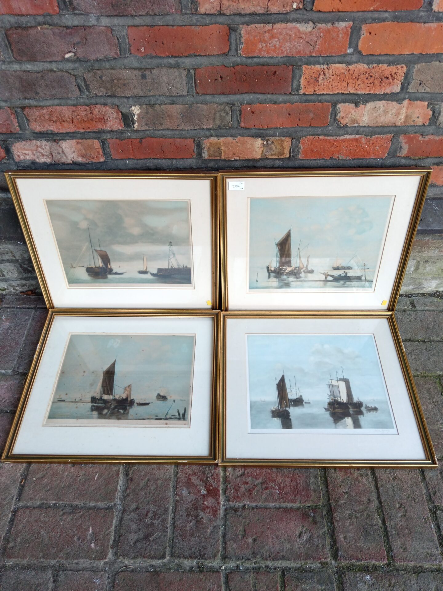 670 Set of four Albert galain framed woodblock prints of sail boats