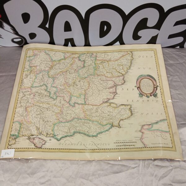 Detailed reproduction 17th-century style map of south east England.