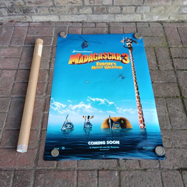 Vibrant Madagascar cinema poster featuring Dreamworks characters.