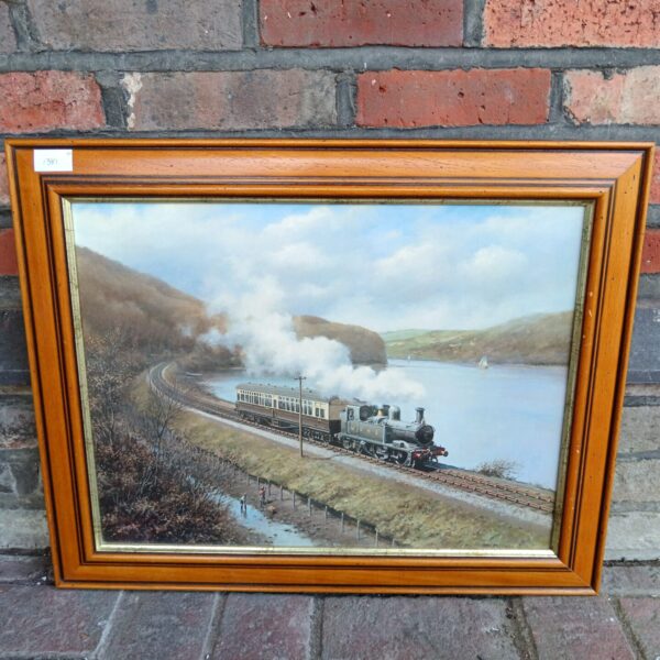 Don Breckon steam train print along the Fowey valley landscape.