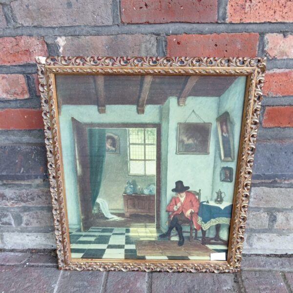 Vintage Quaker print in a decorative gilt frame, 18th century portrait.