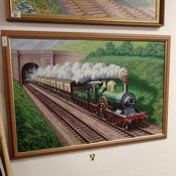Oil painting of the Duke of Connaught steam locomotive by P Holt.