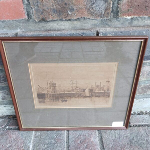 Vintage woodblock print of West Dock by Catty & Dobson.