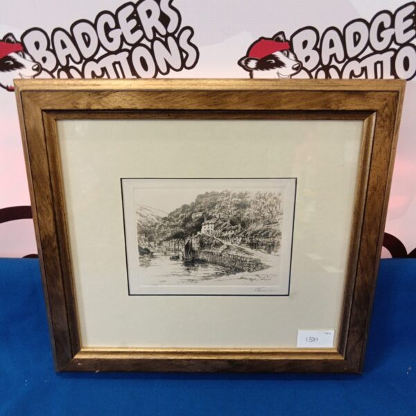 Signed vintage etching of a Cornish cottage by Smallridge.