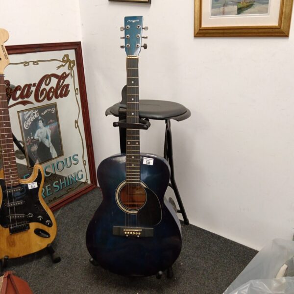 Blue Martin Smith acoustic guitar with Kinsman stool set.