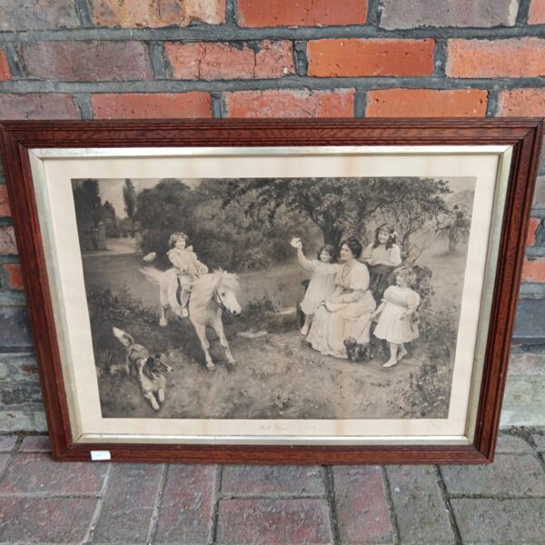 Vintage Arthur J Elsley print of a girl on a pony titled "Well Done".