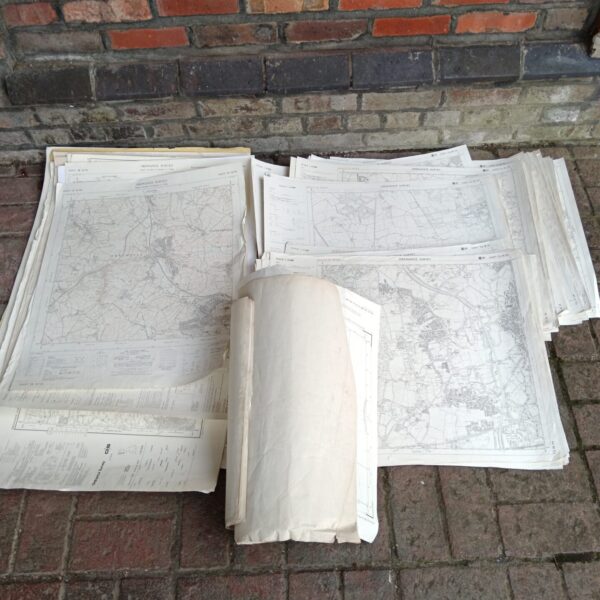 Large collection of vintage Ordnance Survey maps for collectors.