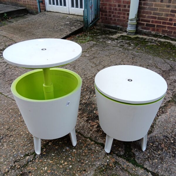 Pair of vintage Vision Design drinks ice buckets in vibrant colours.