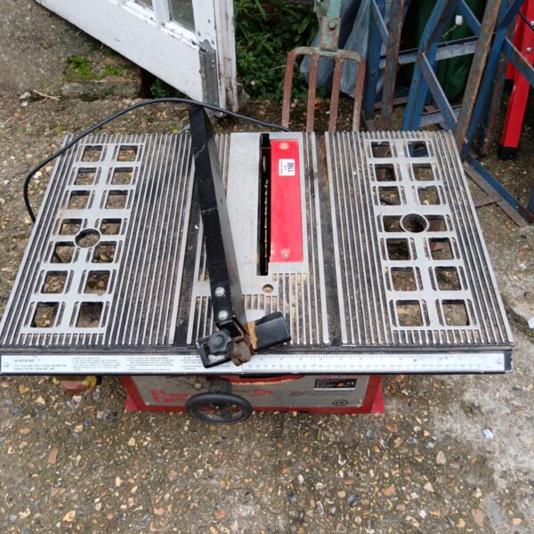 Compact Power Devil 10 table saw for DIY woodworking projects.