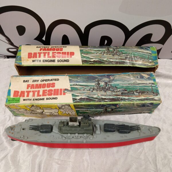 Vintage battery operated battleship toy ship with sound.
