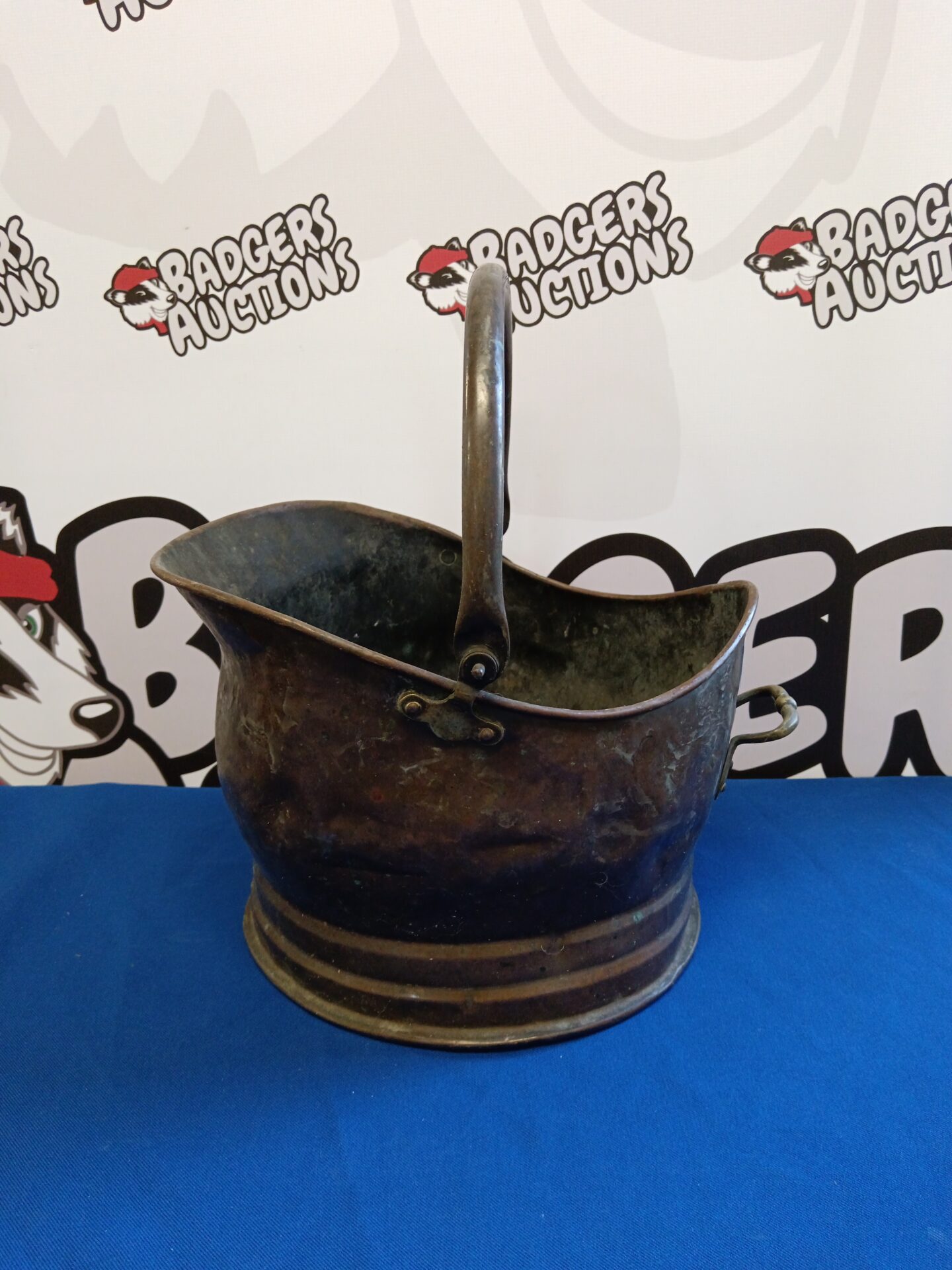 013 Antique copper helmet coal scuttle
