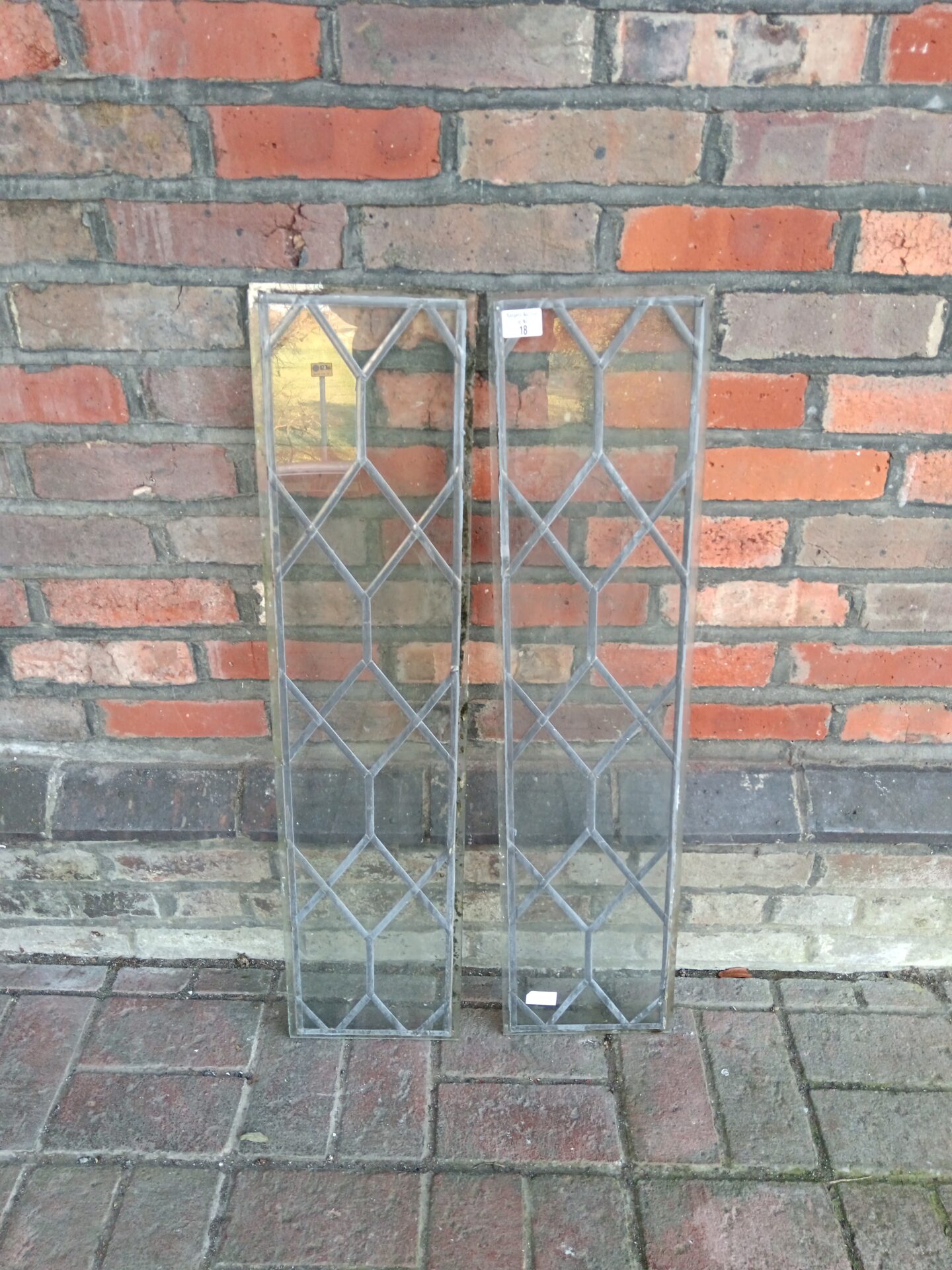 018 Two leaded glass window panels 36″ x 8.5″