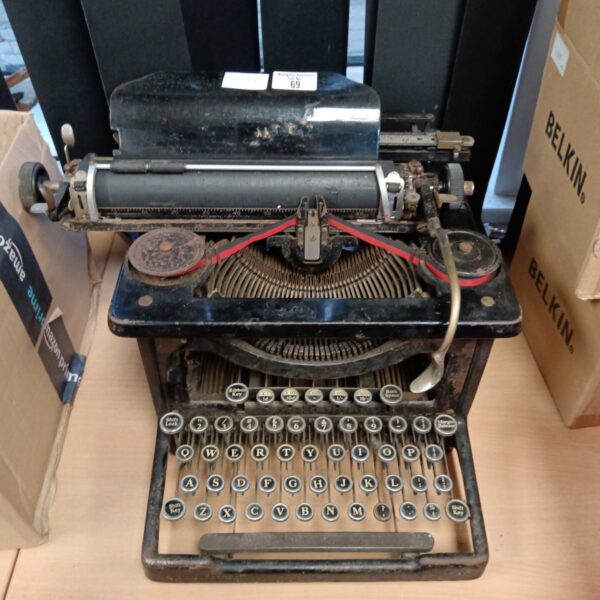 Close-up of a vintage mechanical typewriter from the 1930s.