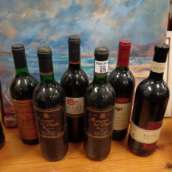 Wine lot collection featuring Marques de Chive and Hardys Nottage Hill bottles.