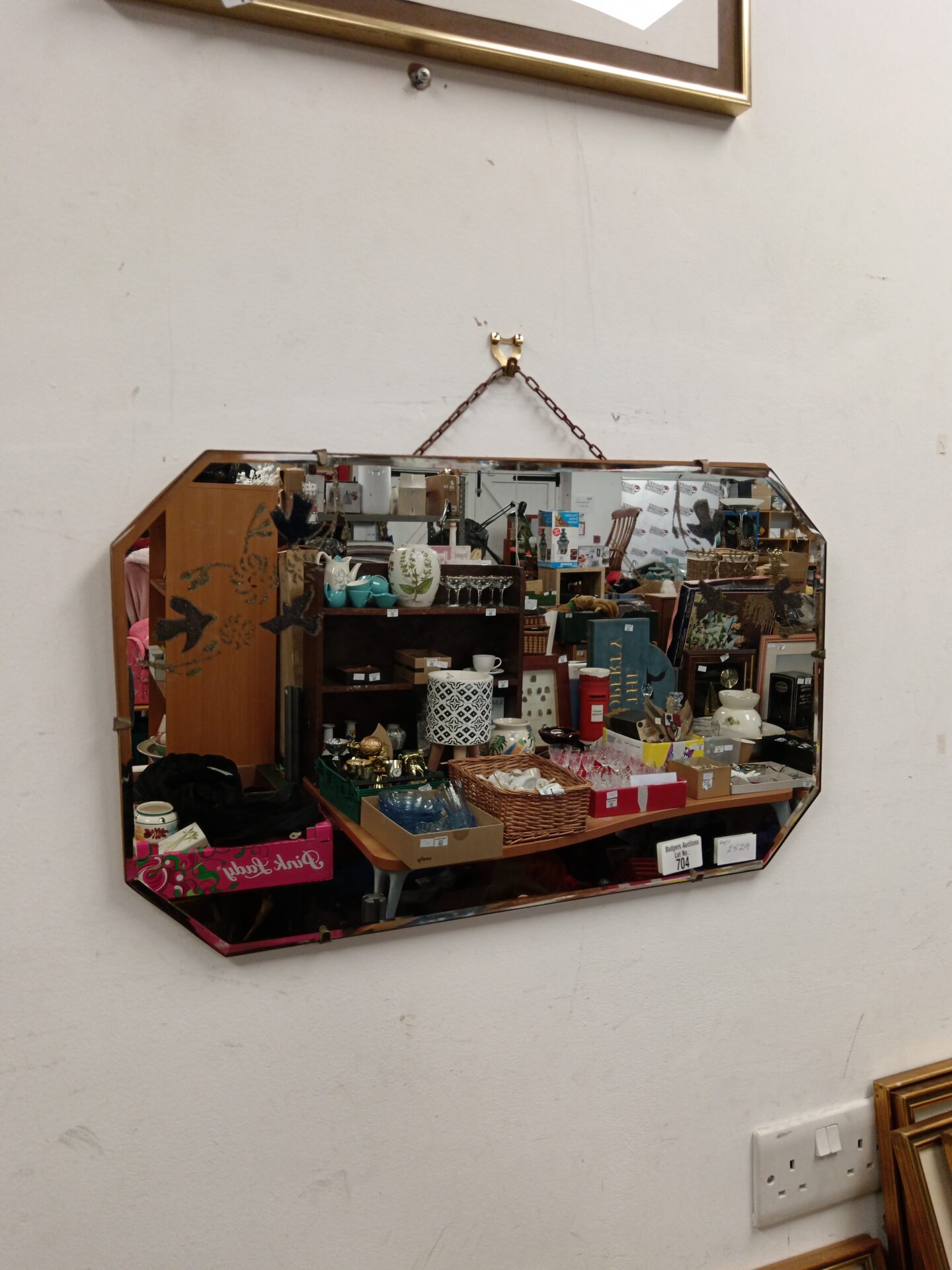704 Vintage bird pattern design Bevel edged wall mirror