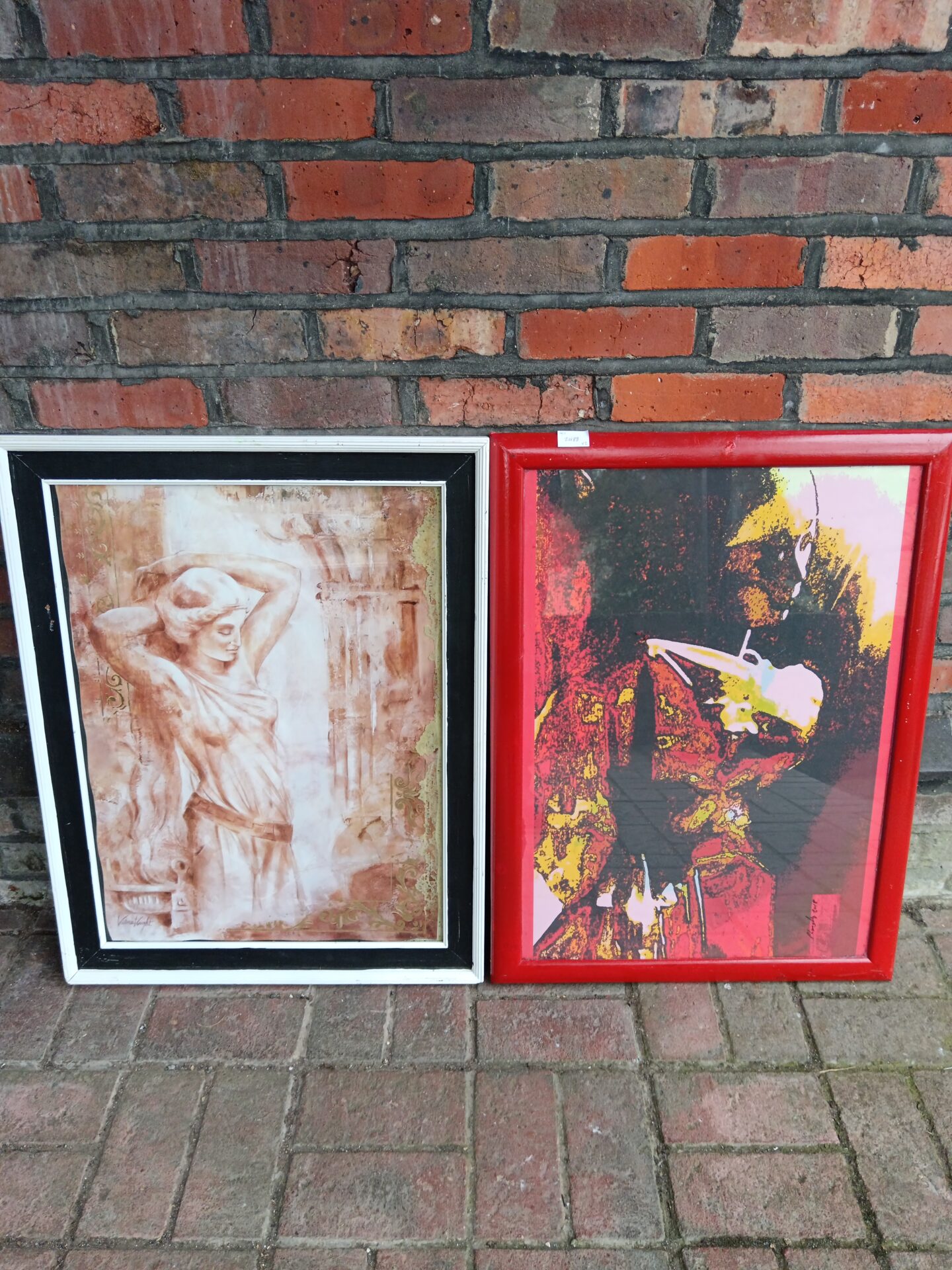 691 Two large framed prints including victoria knight