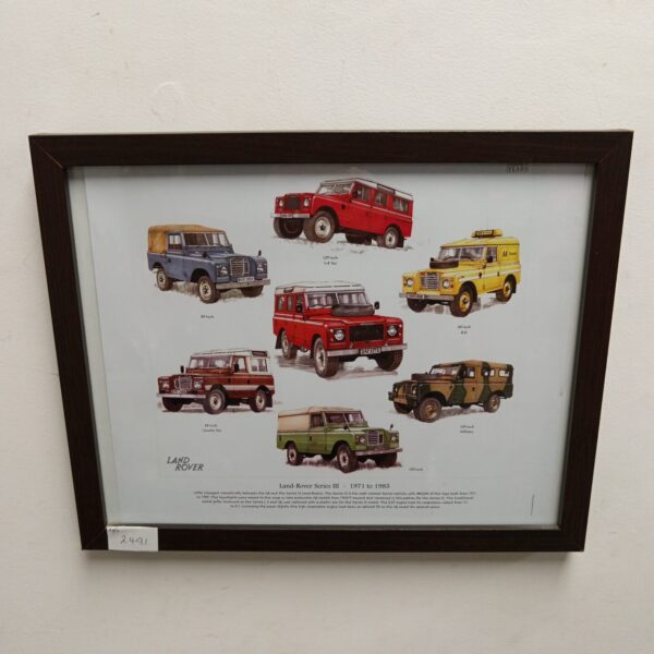 Framed print of a classic Land Rover Series III vehicle.