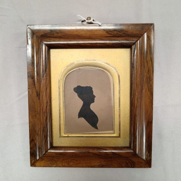Antique silhouette portrait in a wooden frame, 1832.