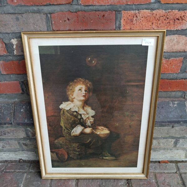 Vintage reproduction print of Millais Bubbles painting for Pears soap.