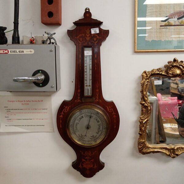 Antique 1923 Kendal & Dent aneroid barometer with thermometer.