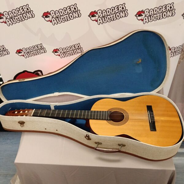 Admira Espana acoustic guitar in its hard case.