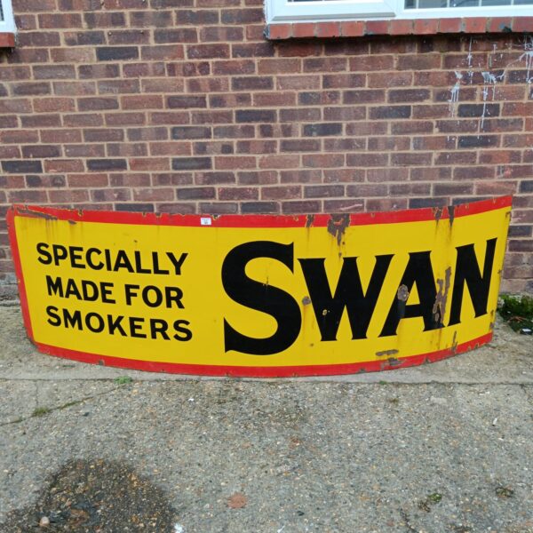 Large vintage Swan Vesta enamel advertising sign for collectors.