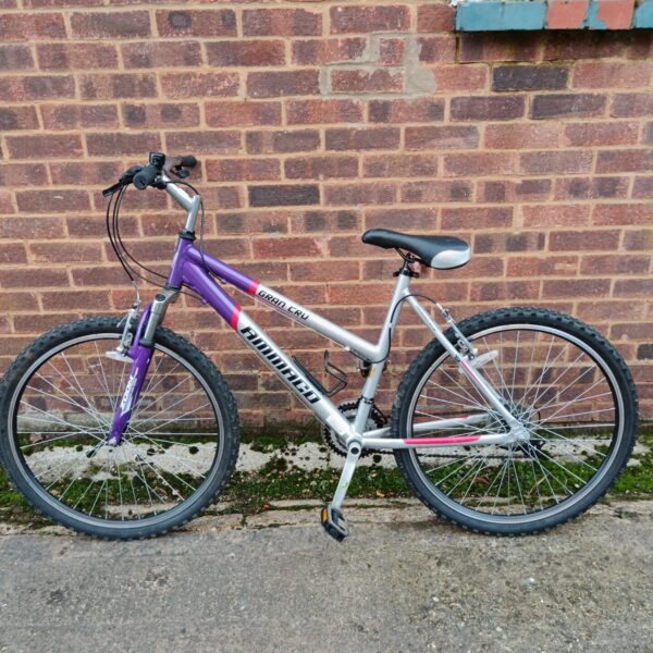 Vintage Ammaco Gran Cru mountain bike in purple and silver.