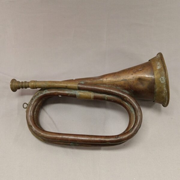 Vintage John Grey & Sons copper and brass bugle, antique instrument.