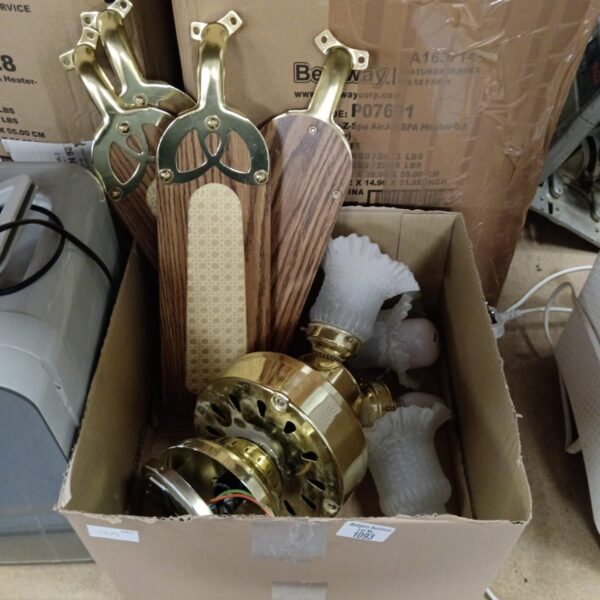 Vintage brass ceiling fan light fixture, model P76-91.