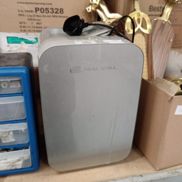Real Chill mini fridge, portable cooler for personal use.