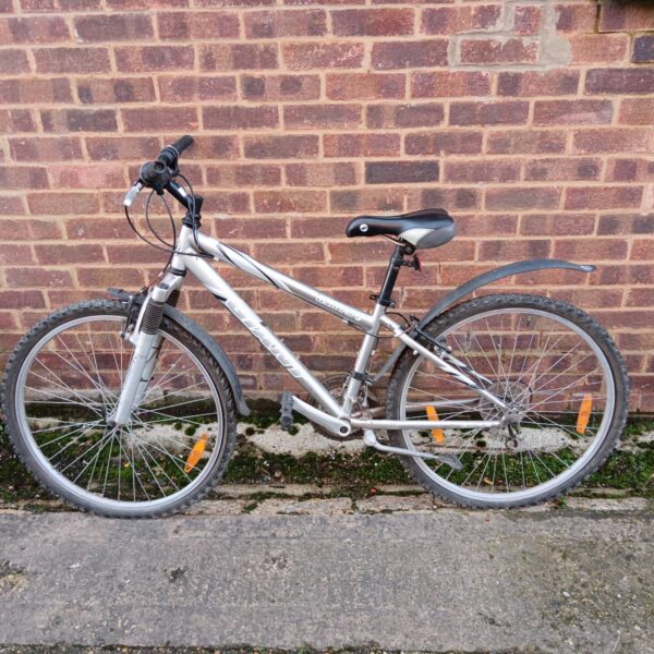 Silver Giant GSR FS road bike with front suspension.