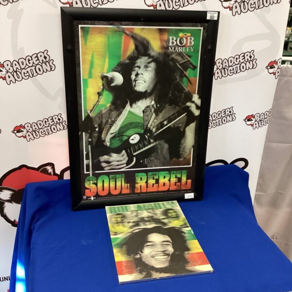Vintage Bob Marley poster, vibrant reggae music wall art.