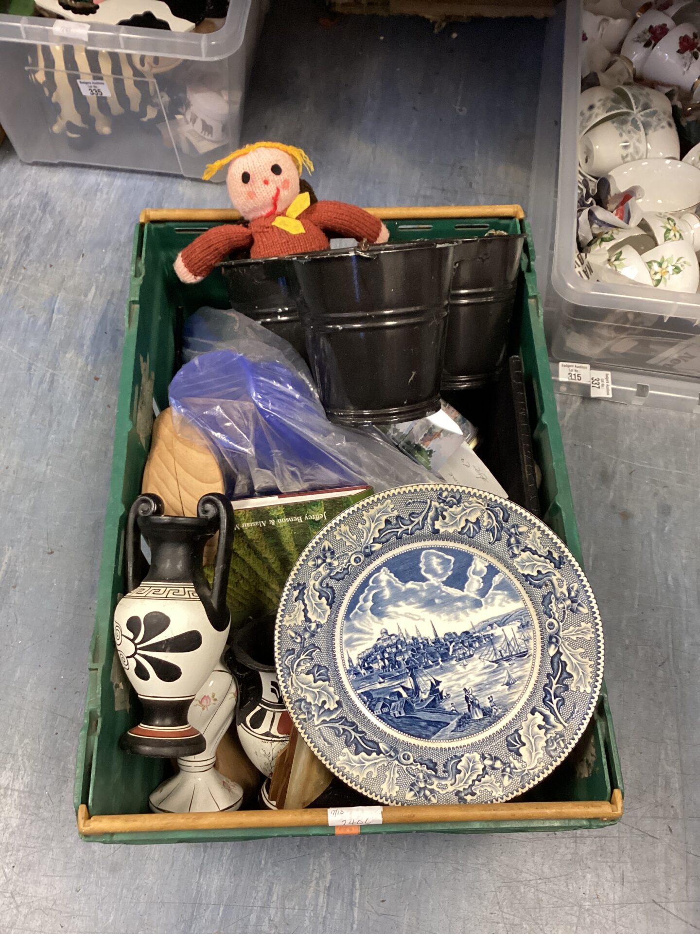 342 Box of mixed items inc Johnson Bros China Plate