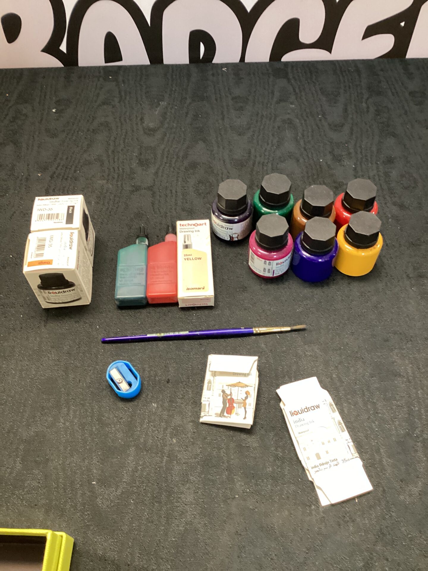 227 Small quantity of india drawing ink & paintbrush