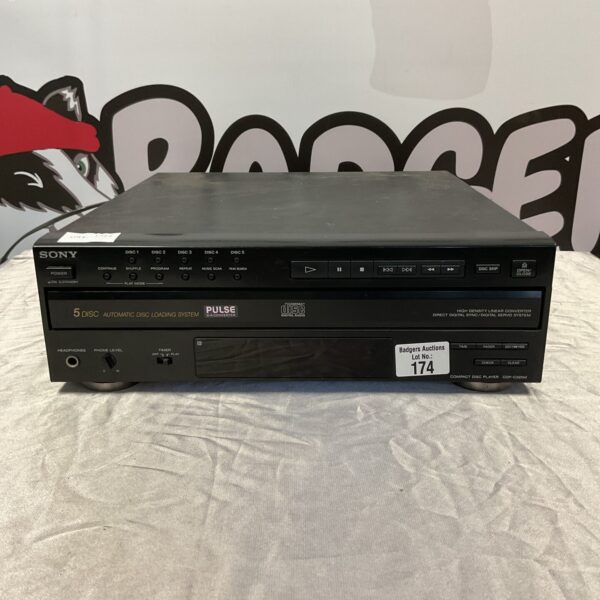 Vintage Sony 5-disc CD player model CDP-C325M, front view.