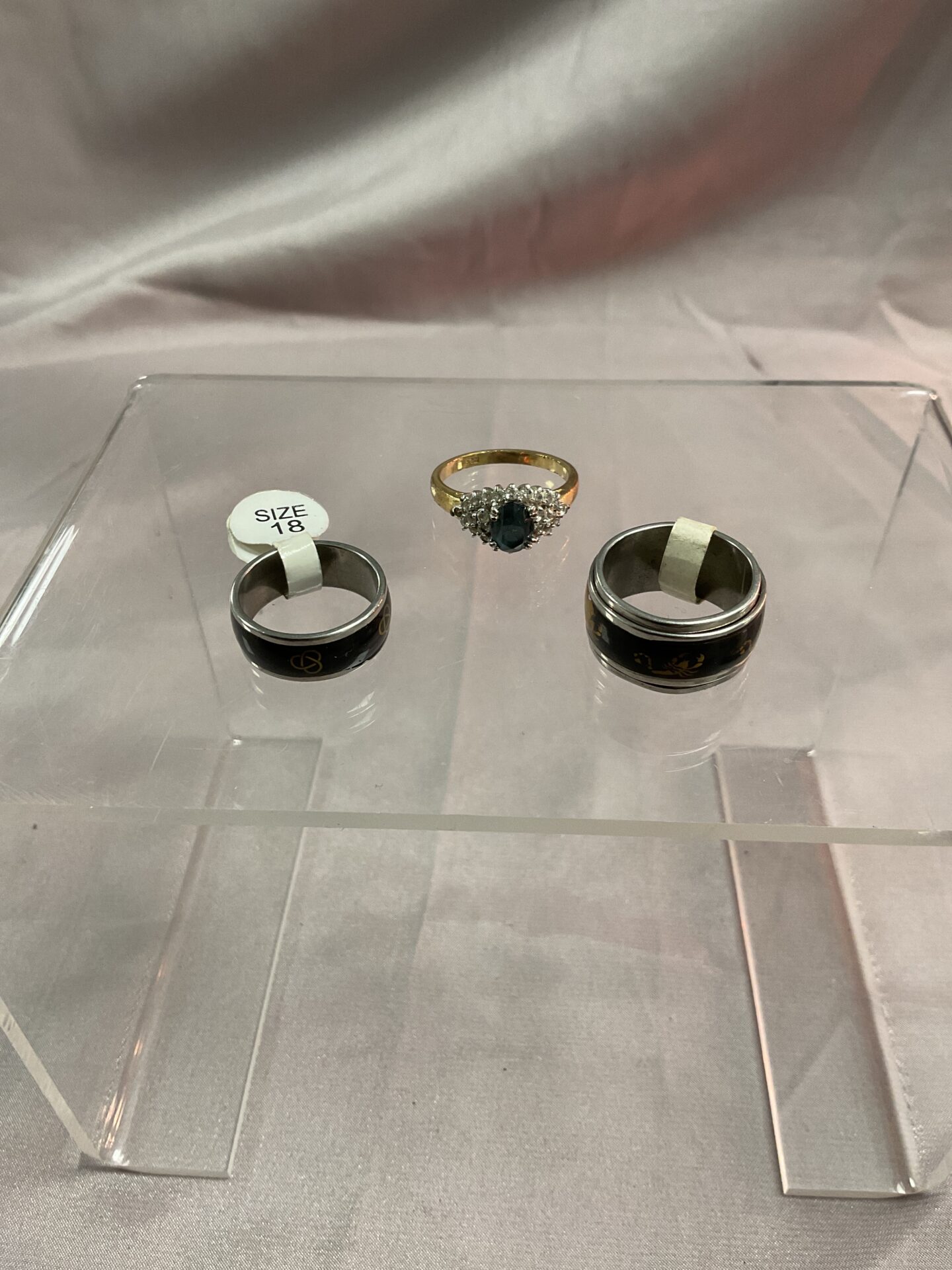 861 Two stainless steel mood rings size 18 and M & S ring size T