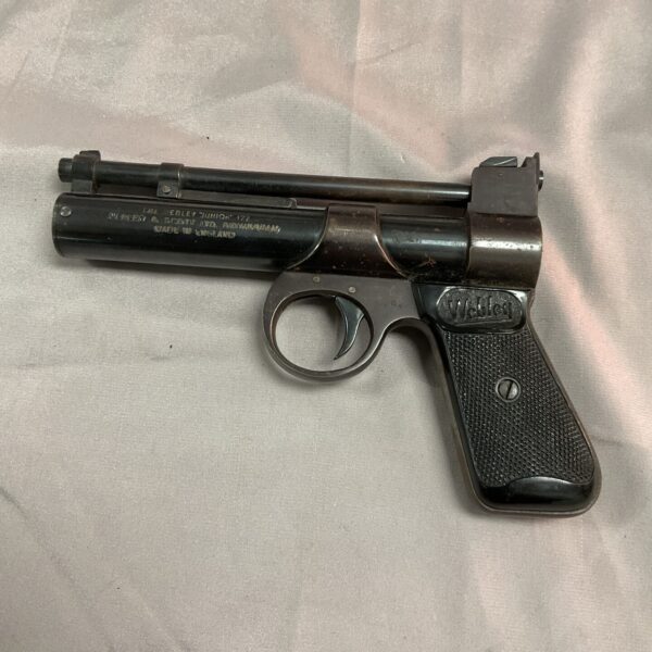 Vintage Webley Junior .177 air pistol in blued finish.