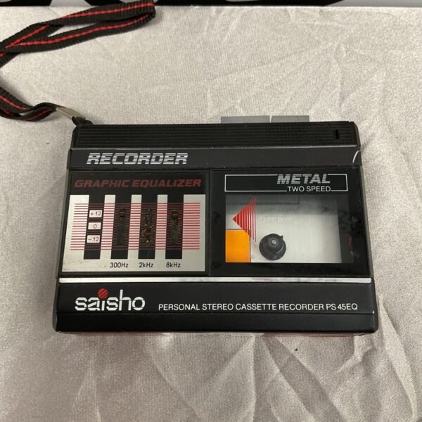 Front view of a vintage Saisho PS 45EQ personal stereo cassette recorder.