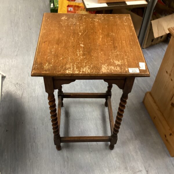 Vintage barley twist table with circular top and barley twist legs.