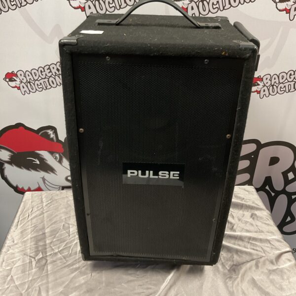 Front view of black Pulse PA speaker with grille.