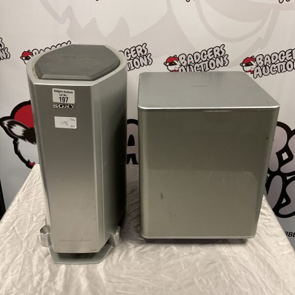 Black Sony subwoofer for home audio system.