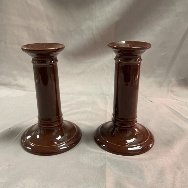 Antique Victorian Doulton candlesticks, a collectible pair.