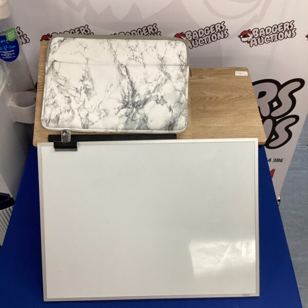 Portable student laptop table with integrated whiteboard surface.